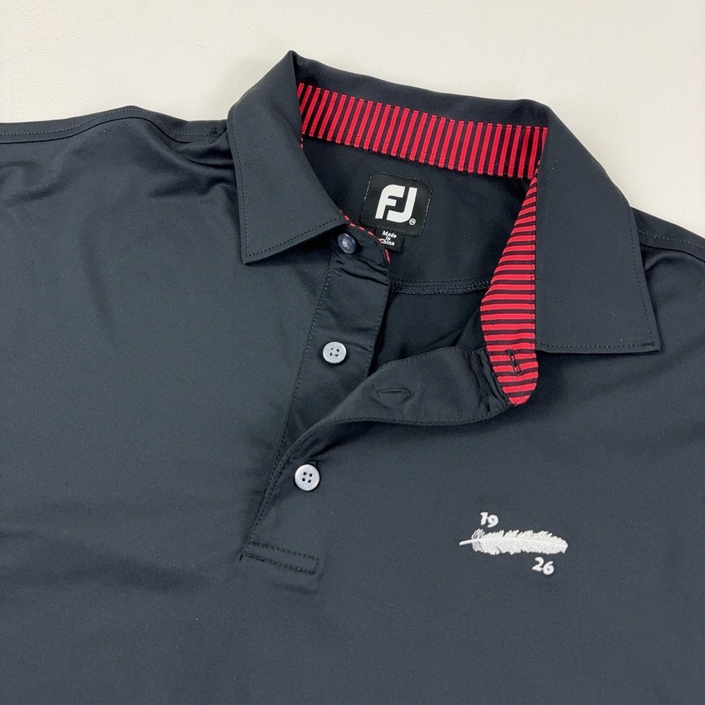 FootJoy Golf Polo Shirt Mens 2XL Blue Solid 1926 Logo Stretch Short Sleeve